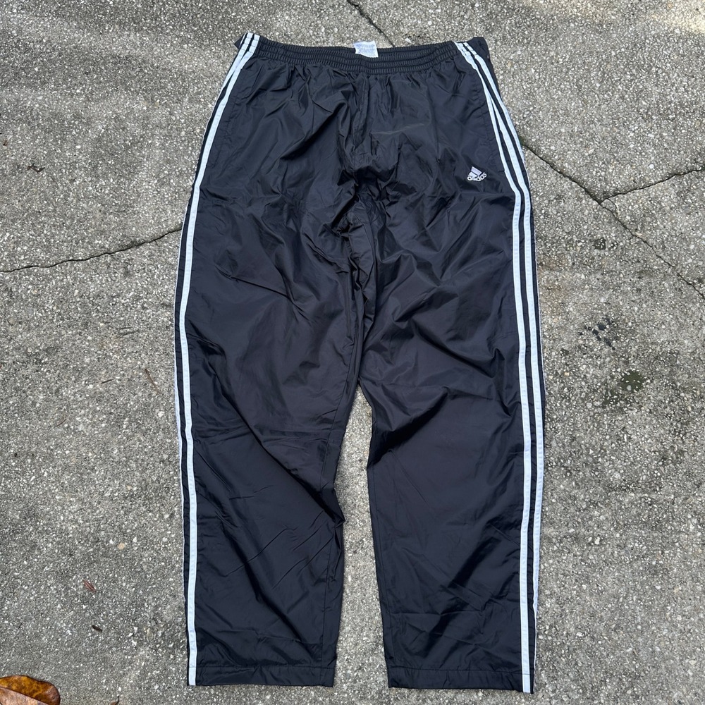 Vintage 90s Adidas Team Breakaway Snap Track Pants Mens XL Black White Tearaway